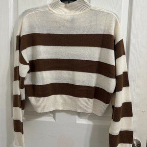 H&M Striped Sweater XS Brown and Cream